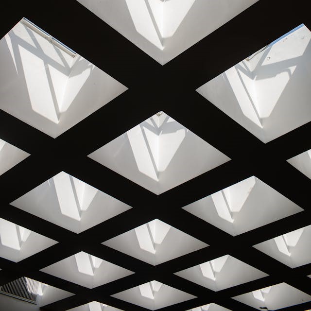 Grid Roof View of Concrete Building